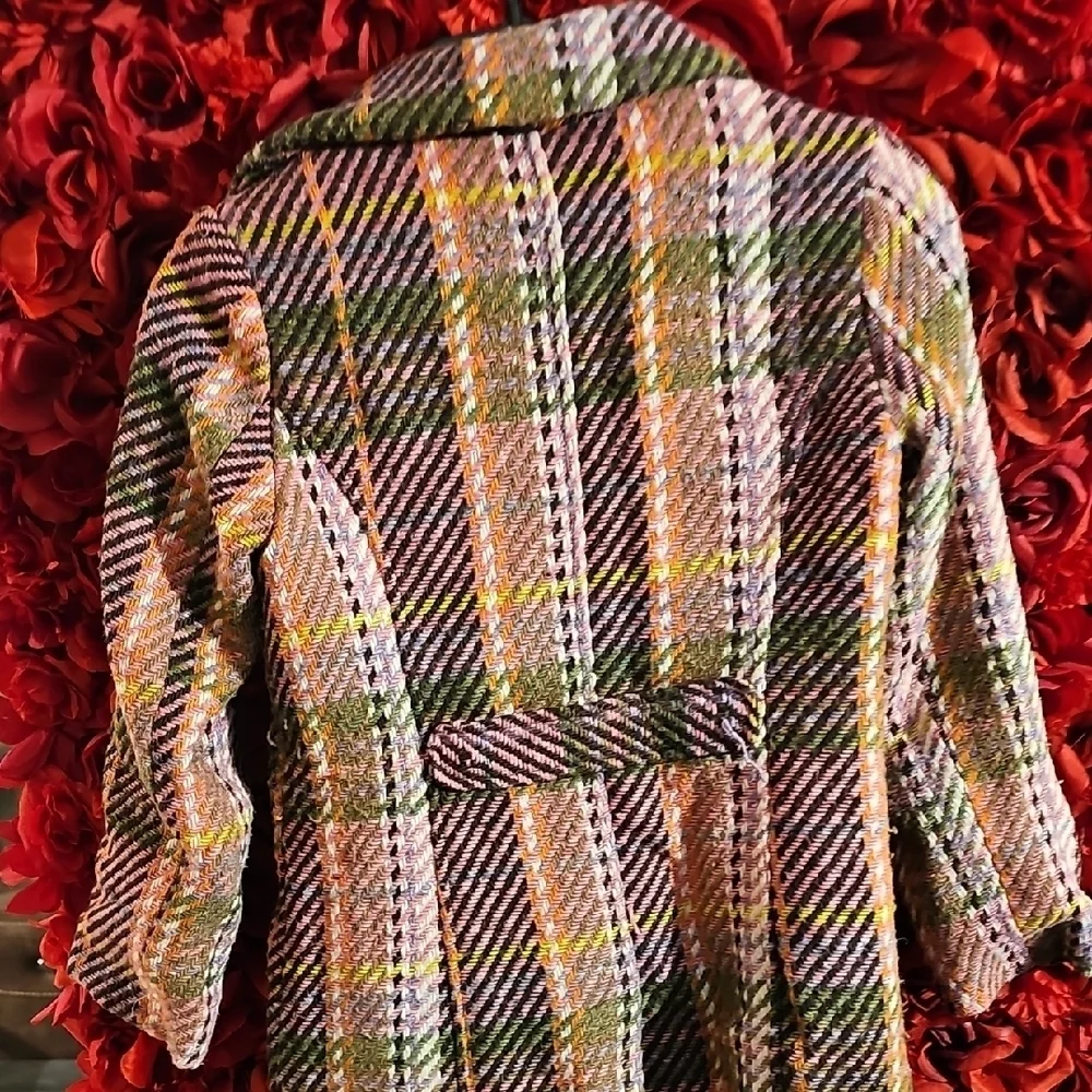 Cherokee Colorful Plaid Girl's Pea Coat Size Medium - Picture 6 of 6
